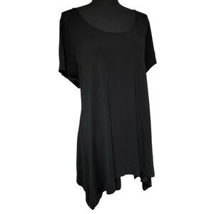 Tua Black Hanky Hem Short Sleeve Tunic